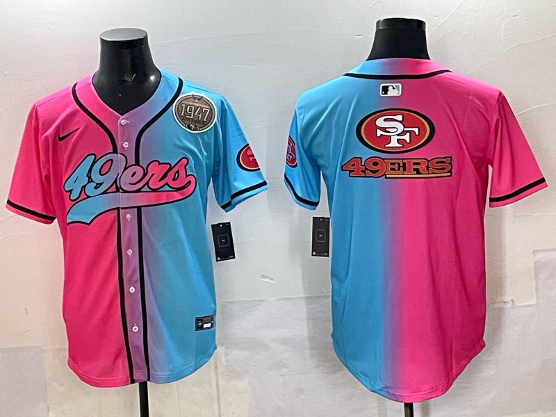 Men 2025 San Francisco 49ers Blank Blue pink Nike Limited NFL Jersey style 017